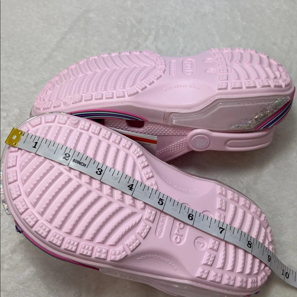 Crocs Kids' Pink Classic‎ Star Sparkle Shaker Clog Size J 2